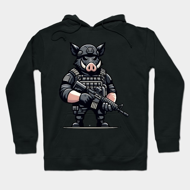 Tactical Wild Boar Adventure Tee: Unleash the Beast Within Hoodie by Rawlifegraphic